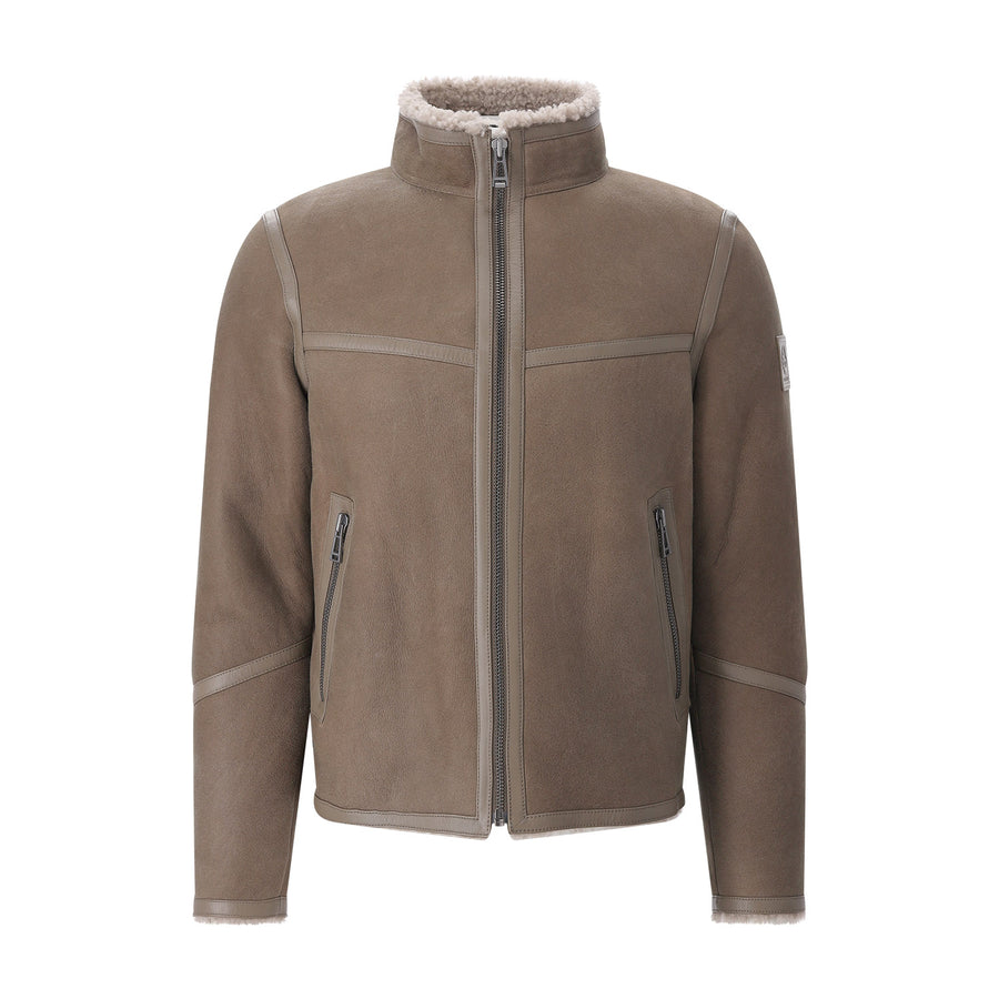 Jacke Highland aus Leder XL / Graugrün