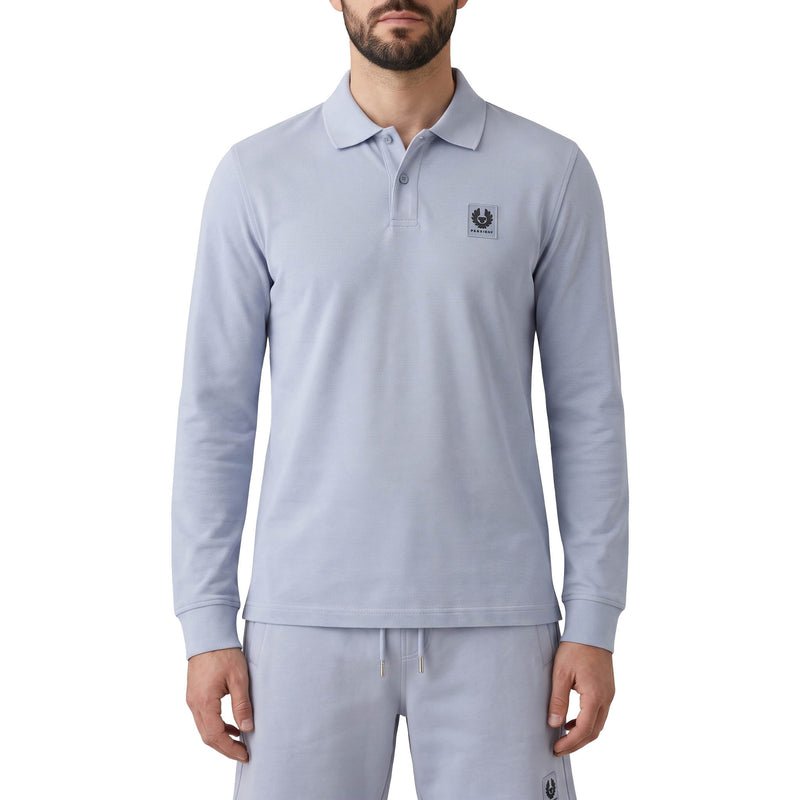 Langarm-Poloshirt aus Baumwolle 3XL / Hellblau