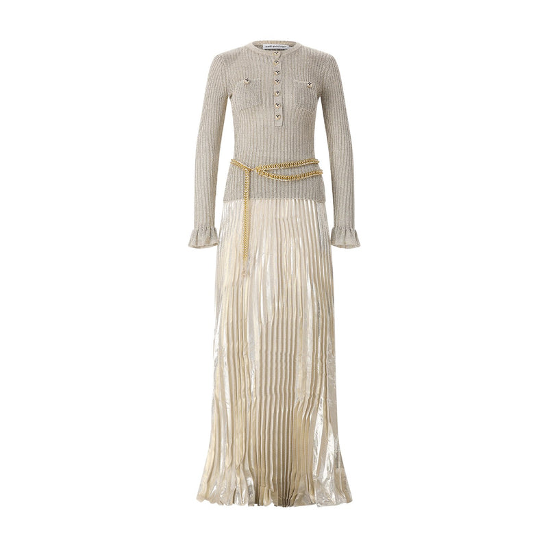 self-portrait Maxikleid im Material-Mix Damen