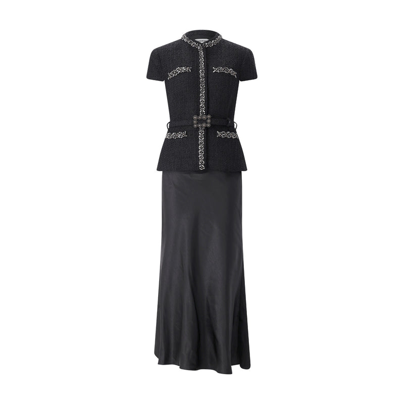self-portrait Maxi Kleid aus Woll-Mix Damen