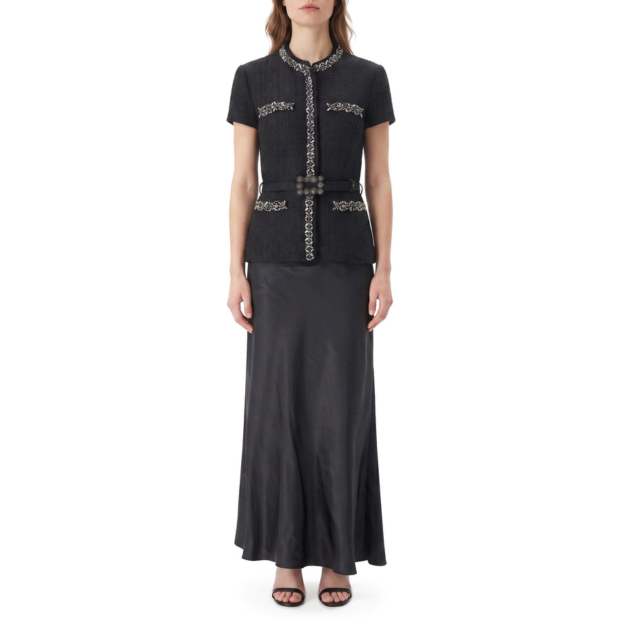 self-portrait Maxi Kleid aus Woll-Mix Damen