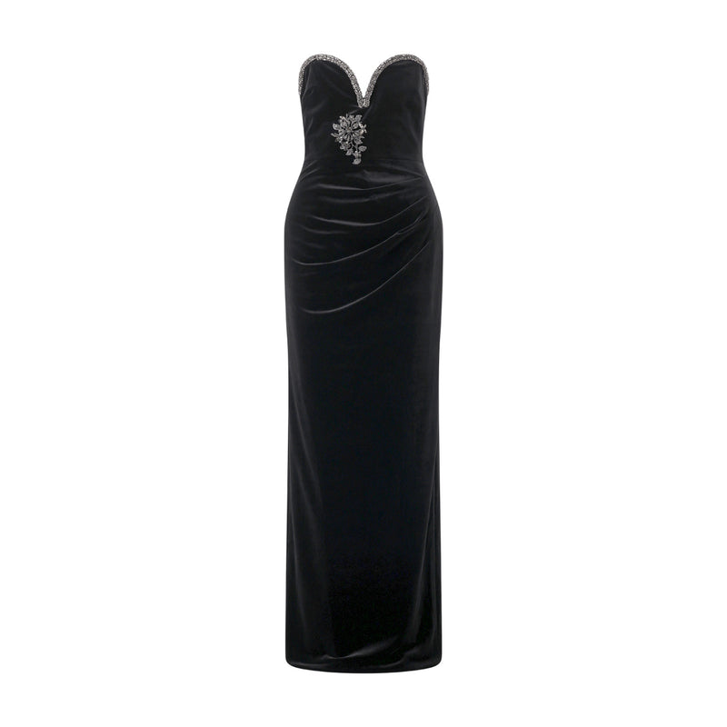 self-portrait Maxikleid Black Velvet Damen