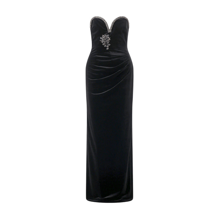self-portrait Maxikleid Black Velvet Damen