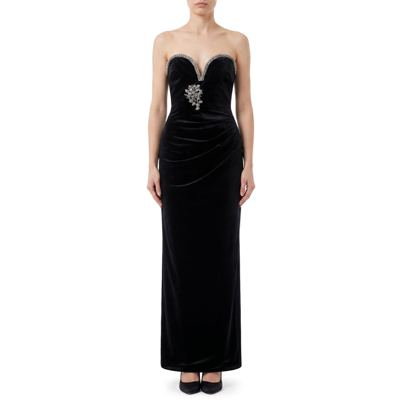 self-portrait Maxikleid Black Velvet Damen
