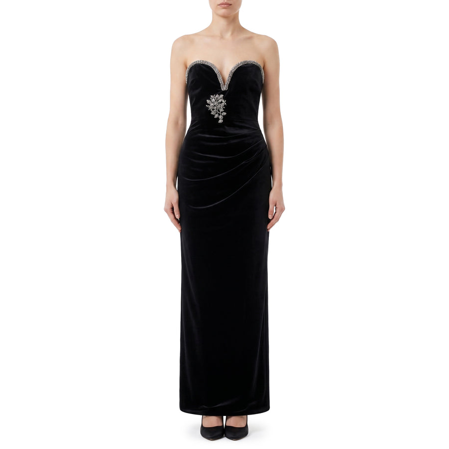 self-portrait Maxikleid Black Velvet Damen