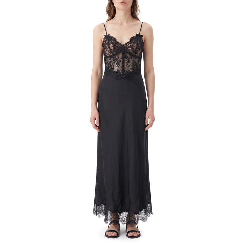 self-portrait Midikleid aus Satin & Spitze Damen