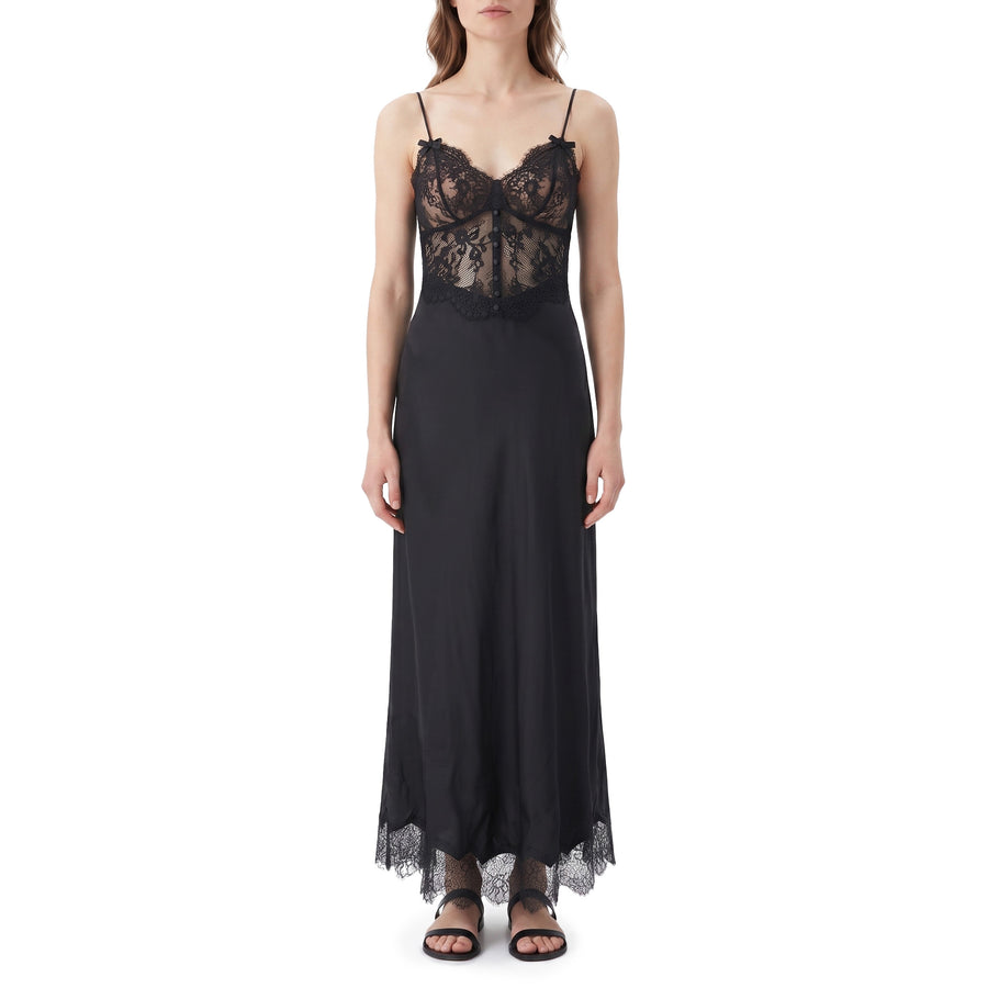 self-portrait Midikleid aus Satin & Spitze Damen