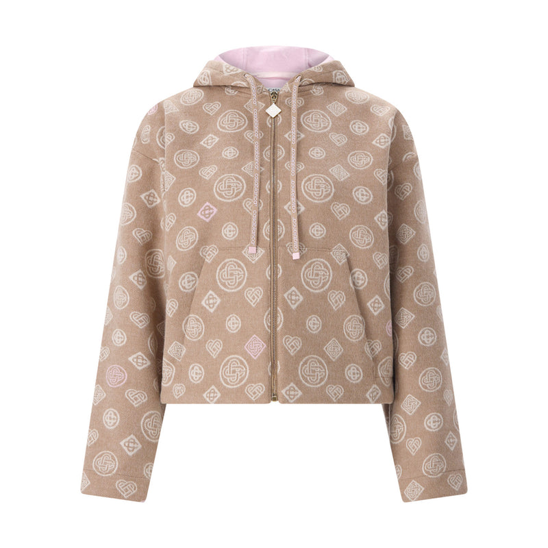 Kapuzenjacke aus Schurwolle 42 / Hellbraun