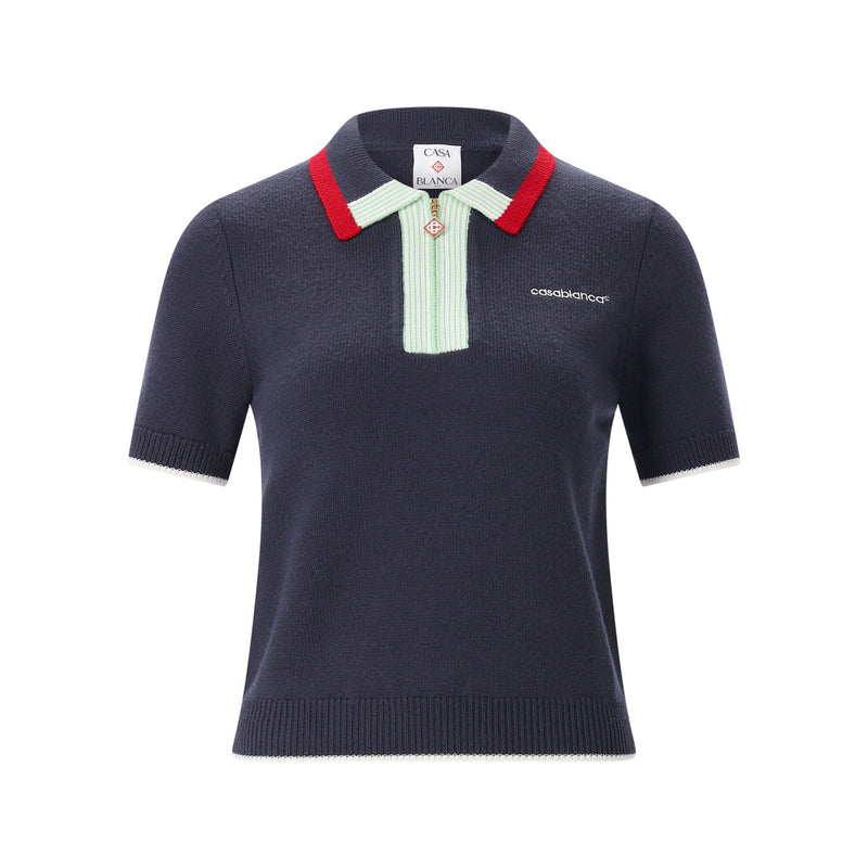 Gestricktes Poloshirt aus Merinowolle