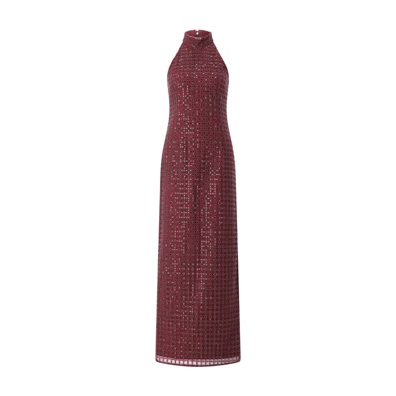 Maxikleid mit Pailletten 42 / Dunkelrot