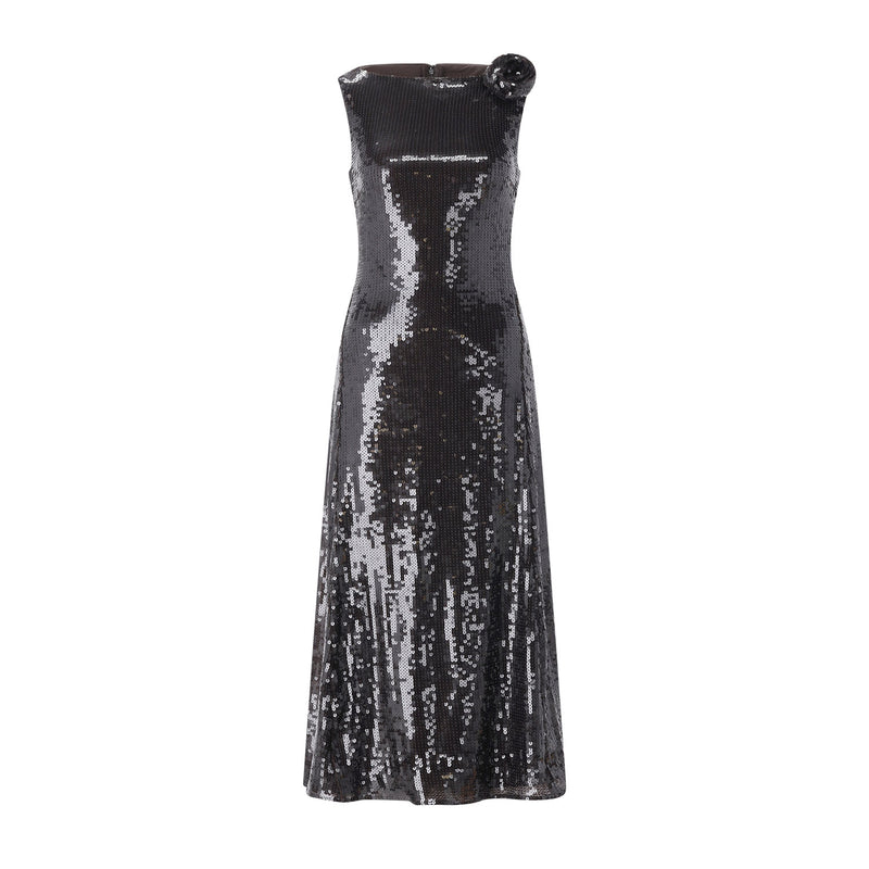 Midikleid mit Pailletten 44 / Schwarz