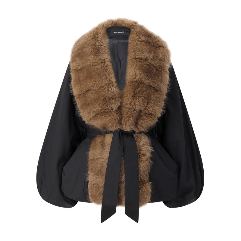 Jacke mit Kunstfellkragen 42 / Schwarz