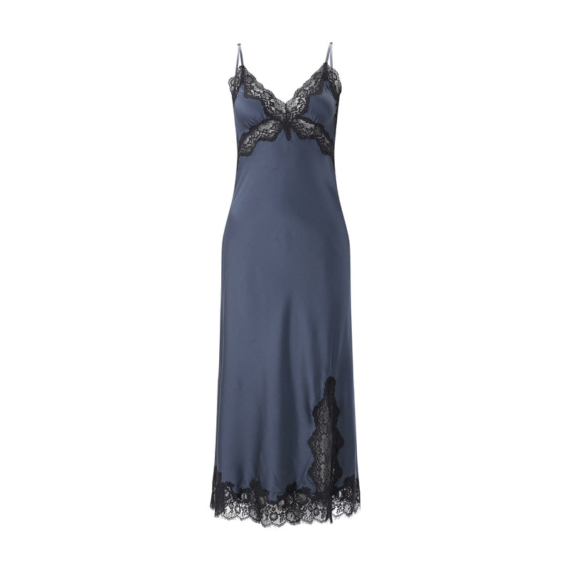 Midikleid aus Seide-Mix L / Dunkelblau