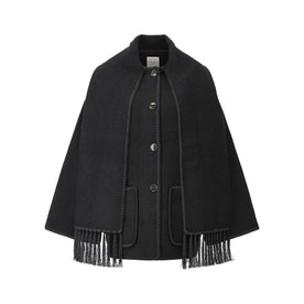 Wolljacke mit Schal 42 / Schwarz