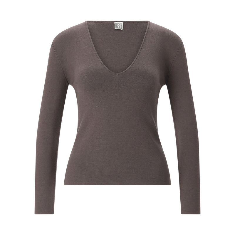 Pullover mit V-Ausschnitt XL / Braun