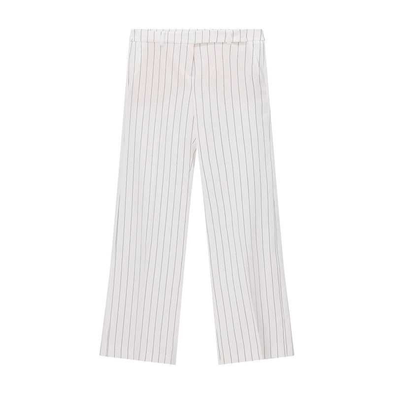 Gestreifte Hose aus Leinenmix 42 / Weiß