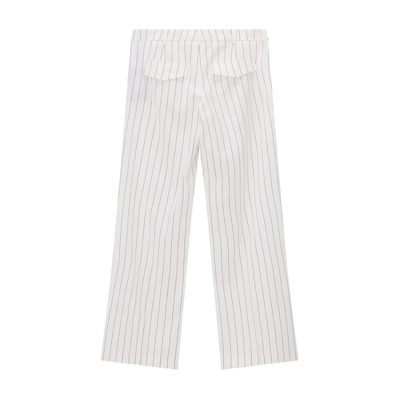 Gestreifte Hose aus Leinenmix 42 / Weiß