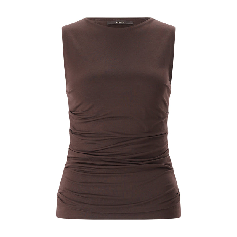 Gerafftes Top aus Lyocell 44 / Braun