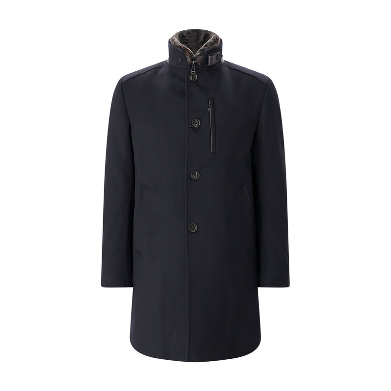 Mantel aus Wollmix 58 / Navy