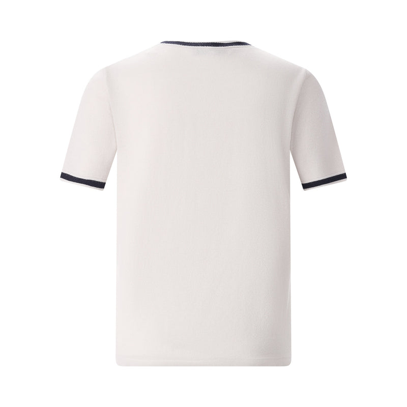 Kurzarm-Pullover aus Wolle L / Creme