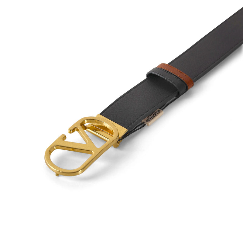 Wendegürtel aus Leder 115 / Schwarz/Braun