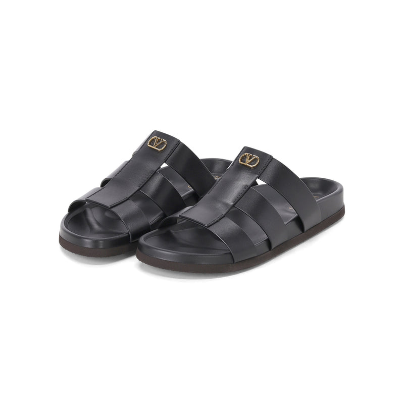 Pantoletten mit Logo 46 / Schwarz