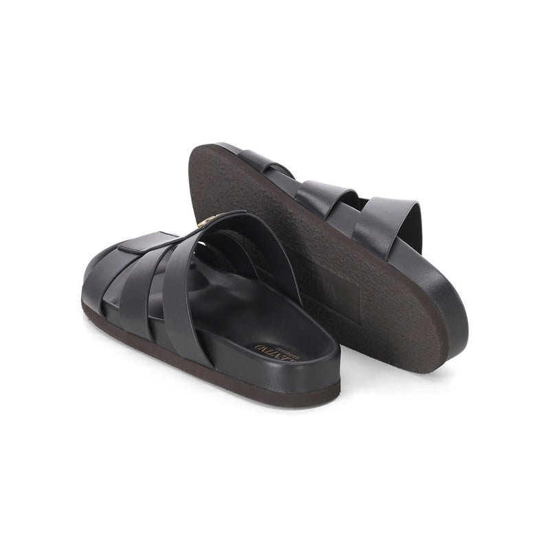 Pantoletten mit Logo 46 / Schwarz