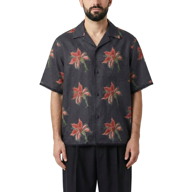 Valentino Kurzarm-Hemd mit floralem Muster Herren