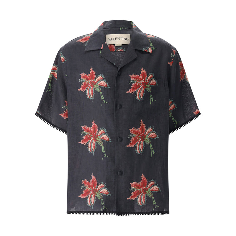 Valentino Kurzarm-Hemd mit floralem Muster Herren