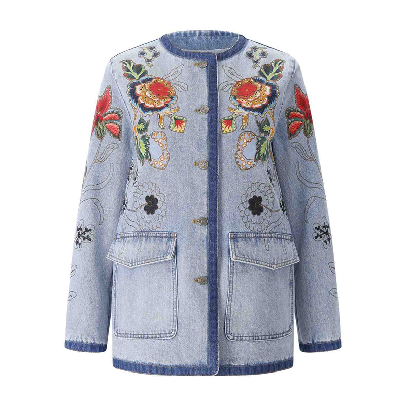 Valentino Jeansjacke mit floralem Muster Damen