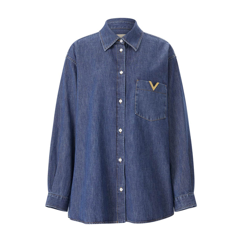 Hemdbluse mit Logo 36 / Blau