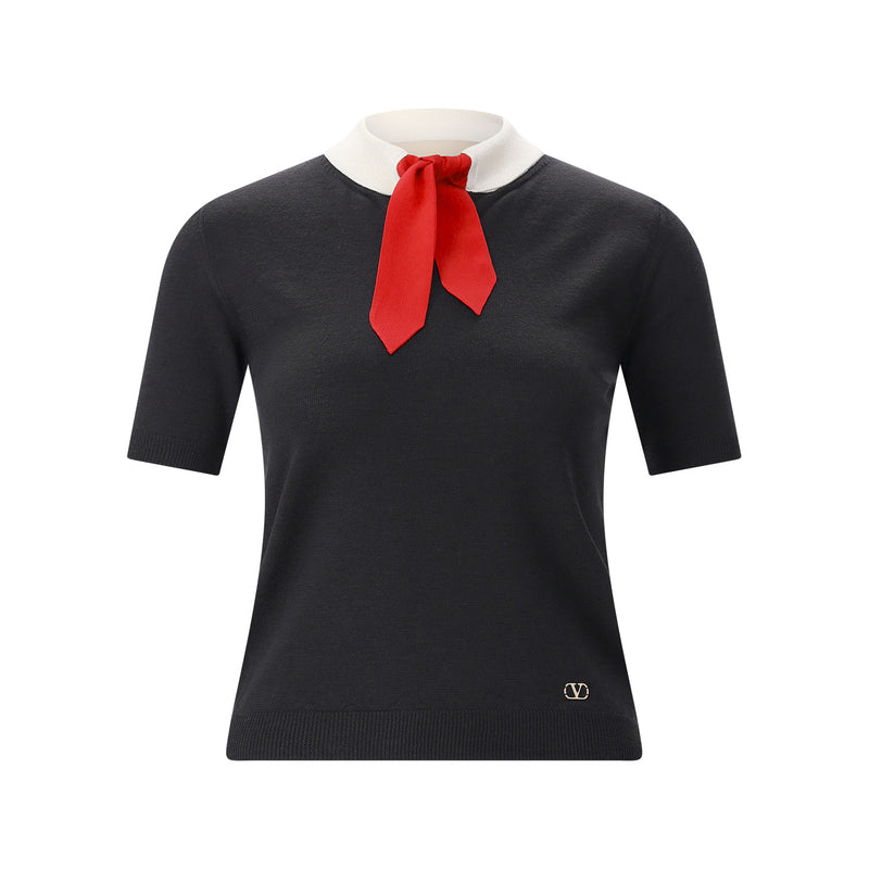 Valentino Kurzarmpullover mit Seiden-Detail Damen