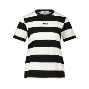 MSGM Gestreiftes T-Shirt mit Logo