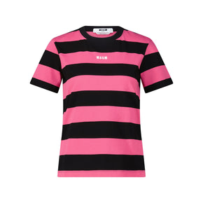 MSGM Gestreiftes T-Shirt mit Logo