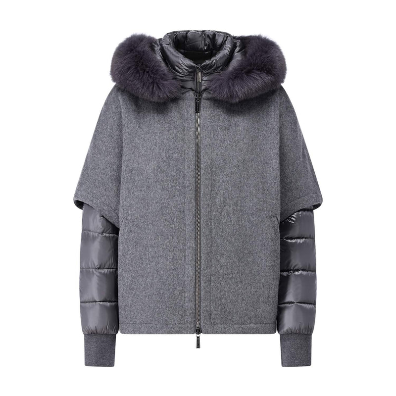 Moorer Steppjacke Pegaso mit Cape und Pelz-Besatz Damen