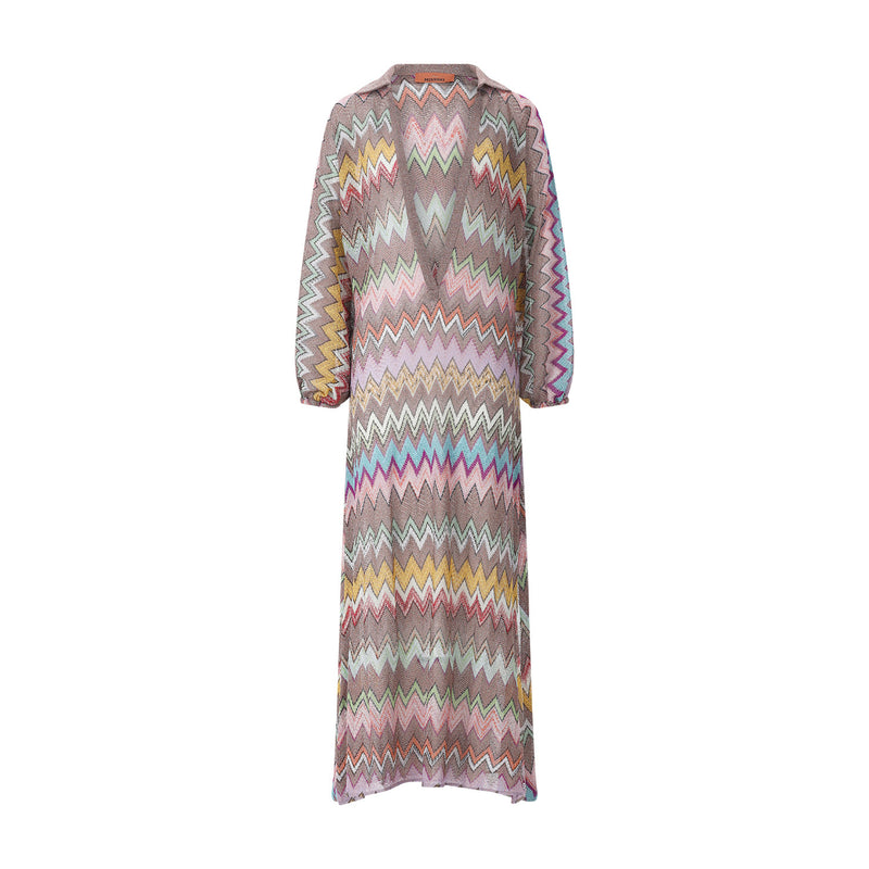 Maxikleid im Zickzack-Design 42 / Multicolor