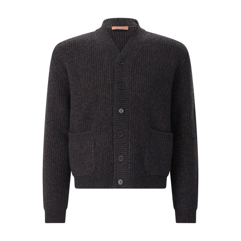 Strickjacke aus Wollmix XXXL / Dunkelbraun