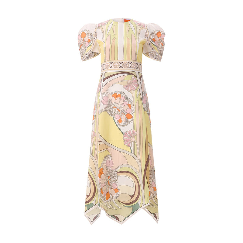 Midikleid aus Seide XL / Multicolor