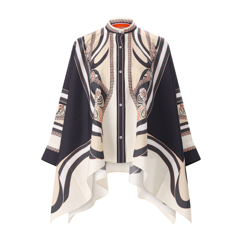 Weite Seidenbluse Ambrosia Placée L / Multicolor