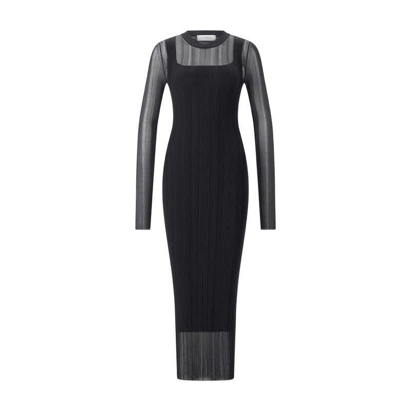 Maxi-Kleid aus Ripp-Material L / Schwarz