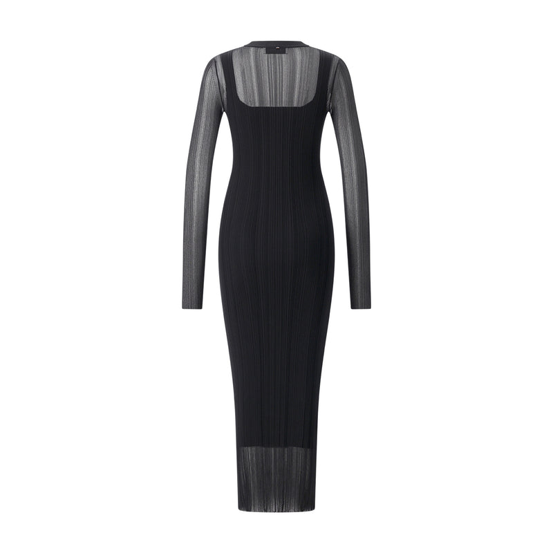Maxi-Kleid aus Ripp-Material L / Schwarz