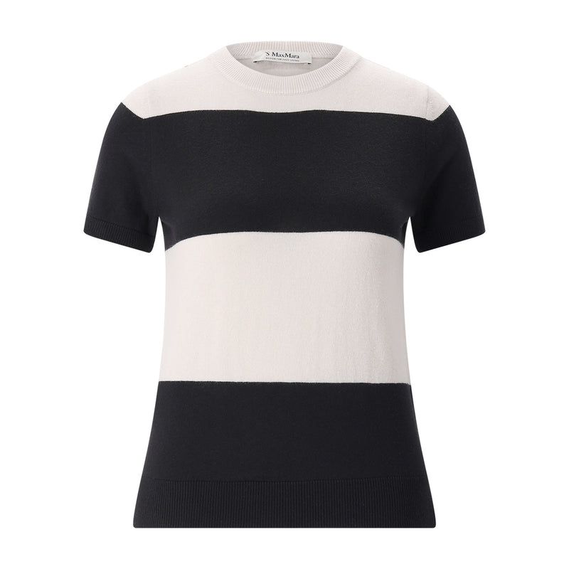 Kurzarm-Pullover aus Wolle L / Multicolor