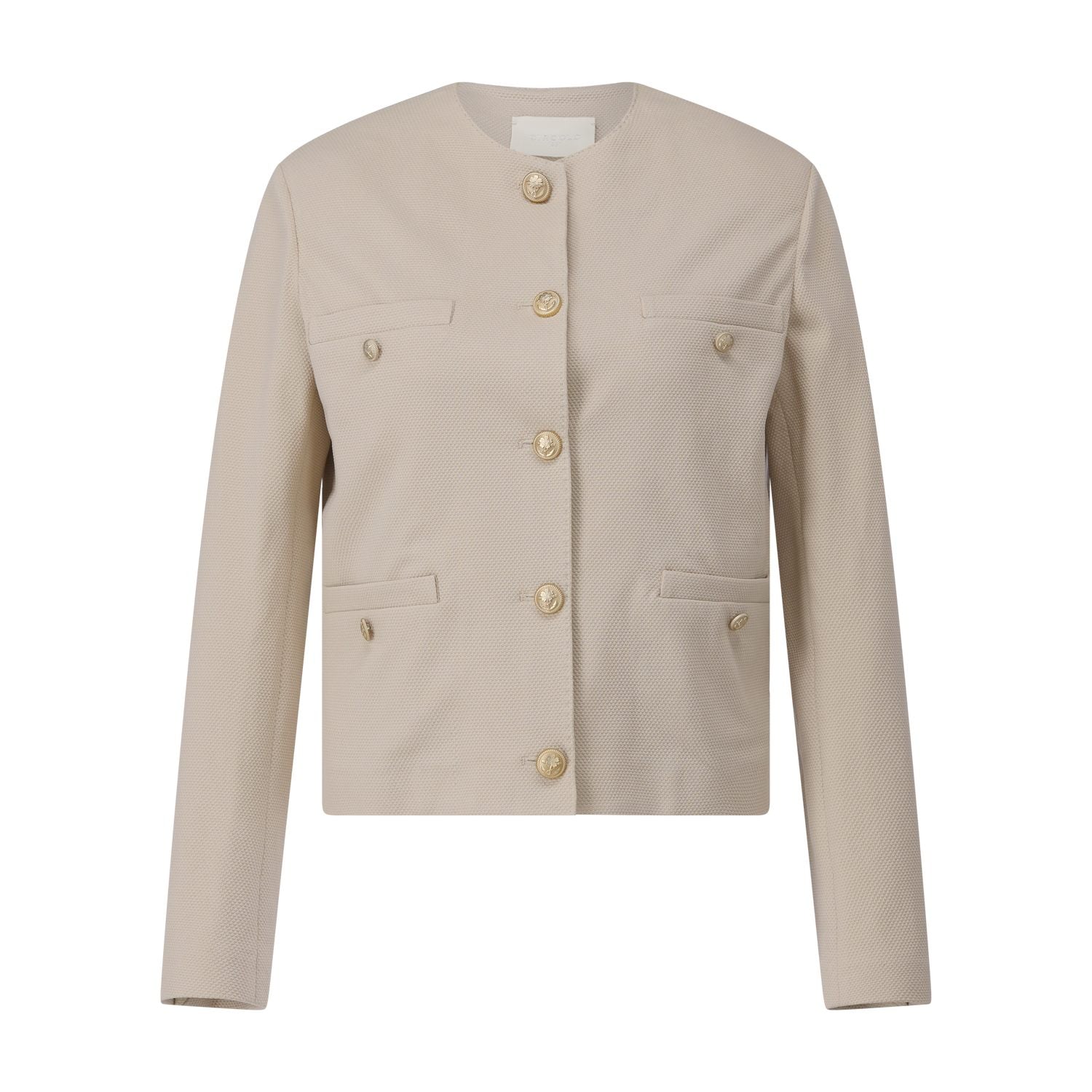 Bouclé-Jacke mit eleganten Knöpfen 42 / Beige