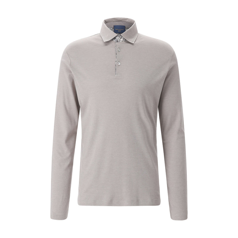 Langarm-Poloshirt aus Baumwoll-Mix 4XL / Beige