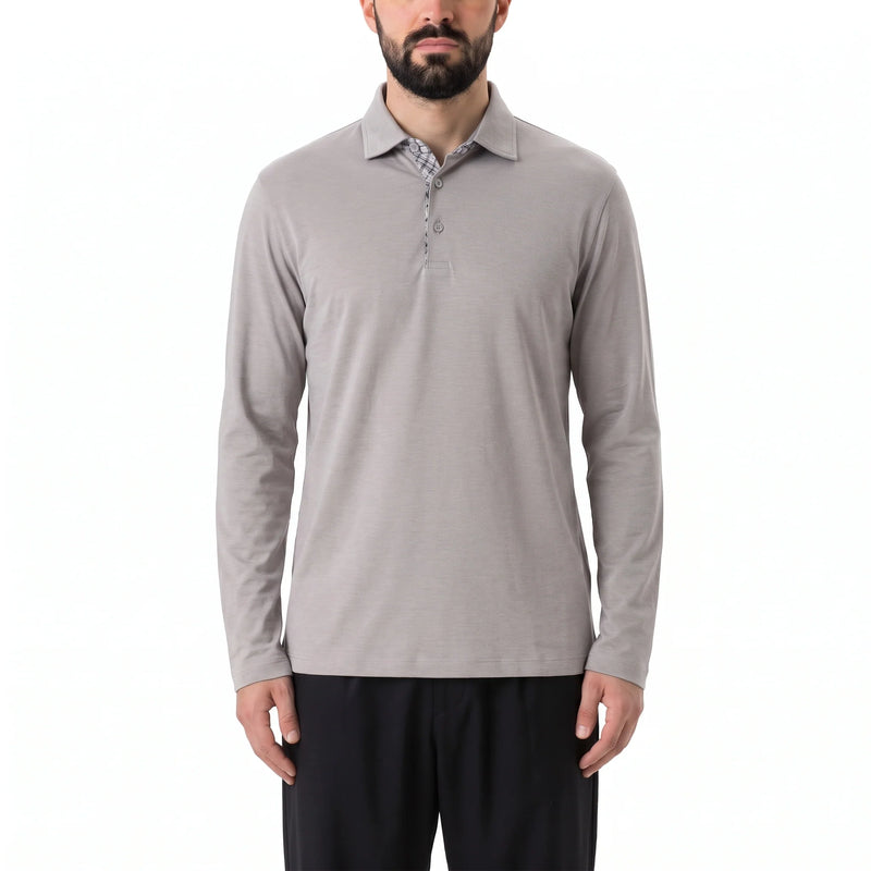 Langarm-Poloshirt aus Baumwoll-Mix