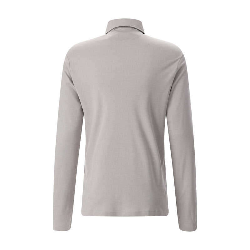 Langarm-Poloshirt aus Baumwoll-Mix 4XL / Beige