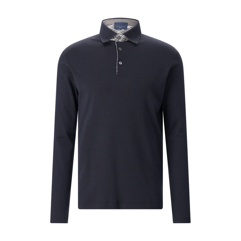 Langarm-Poloshirt aus Baumwoll-Mix 4XL / Navy