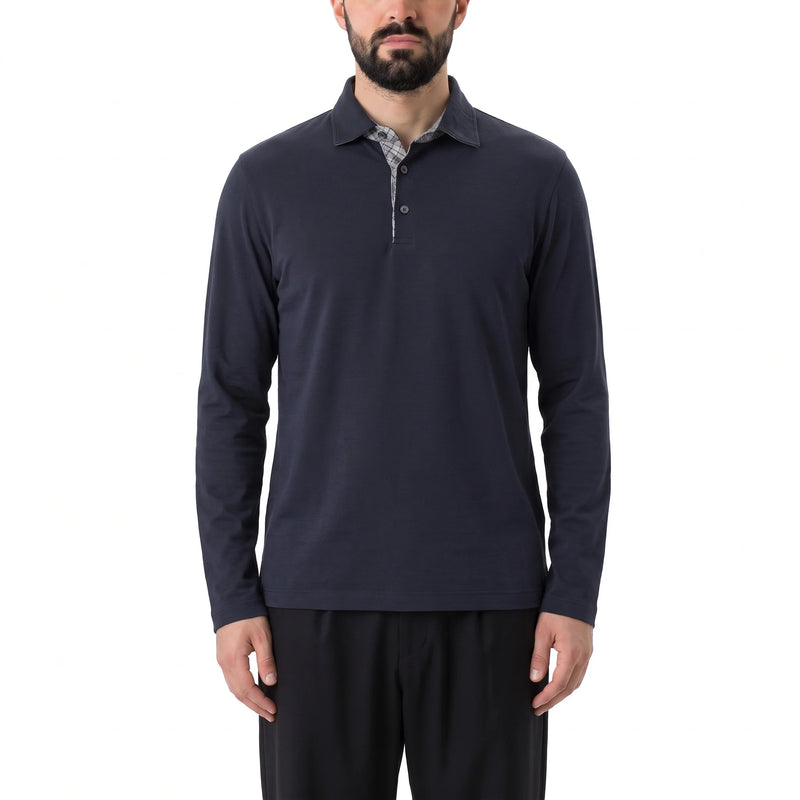 Langarm-Poloshirt aus Baumwoll-Mix