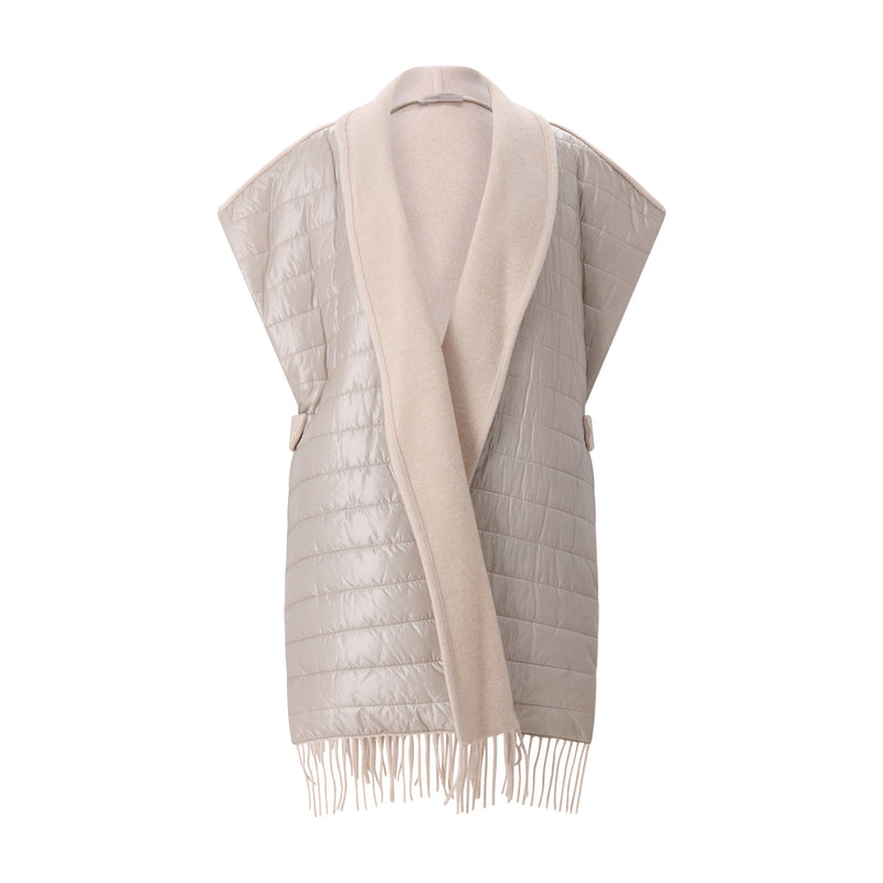 Poncho aus Wolle & Kaschmir L / Beige