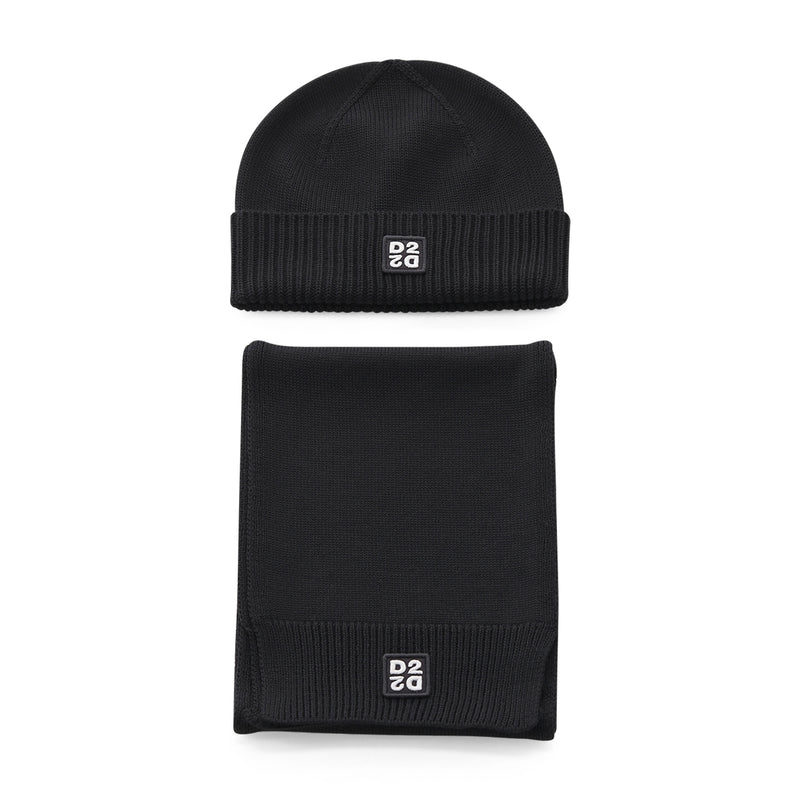 Set mit Mütze & Schal aus Wolle One Size / Schwarz